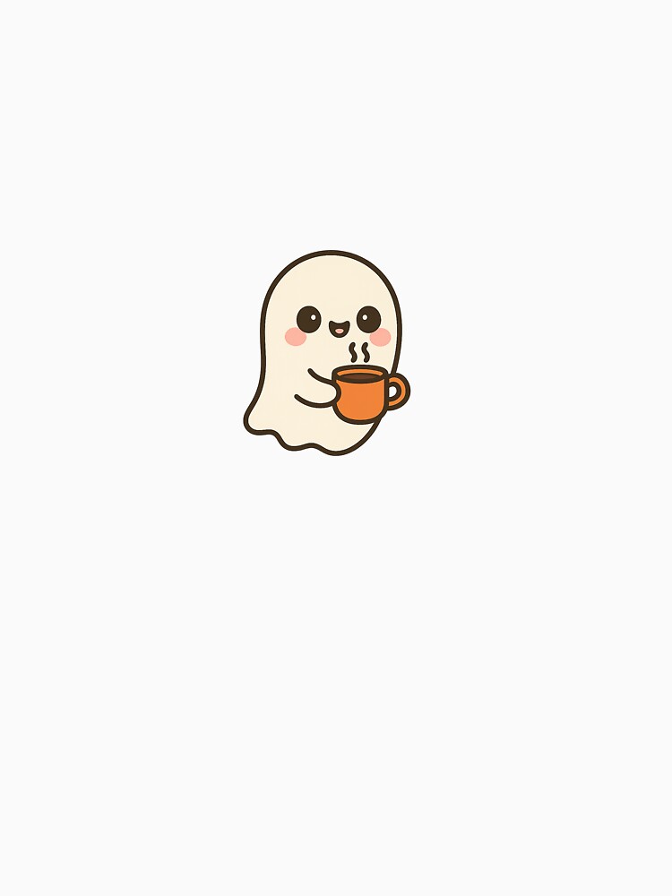 Kawaii Coffee Ghost – Cute Halloween Ghost with Mug by Meow-WoofDesign