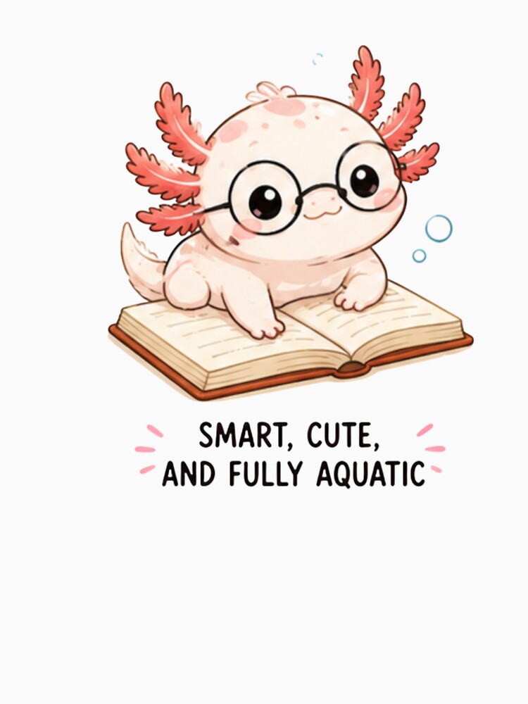 Cute Axolotl Bookworm Sticker | Smart Cute Fully Aquatic Book Lover Design by Ancient Egypt treasures