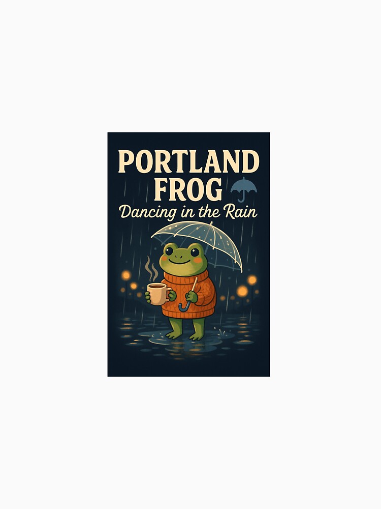 Portland Frog ☕ Under the Rain – Cozy Coffee Vibes by LoaiArt