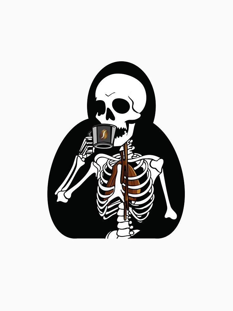 Coffee drinking skeleton by AbstractArielle