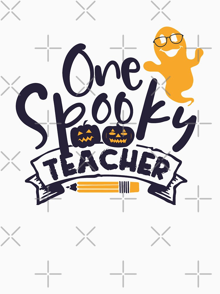 FUNNY ONE SPOOKY TEACHER HALLOWEEN SMILING GHOST IN GLASSES by zenturtlemerch