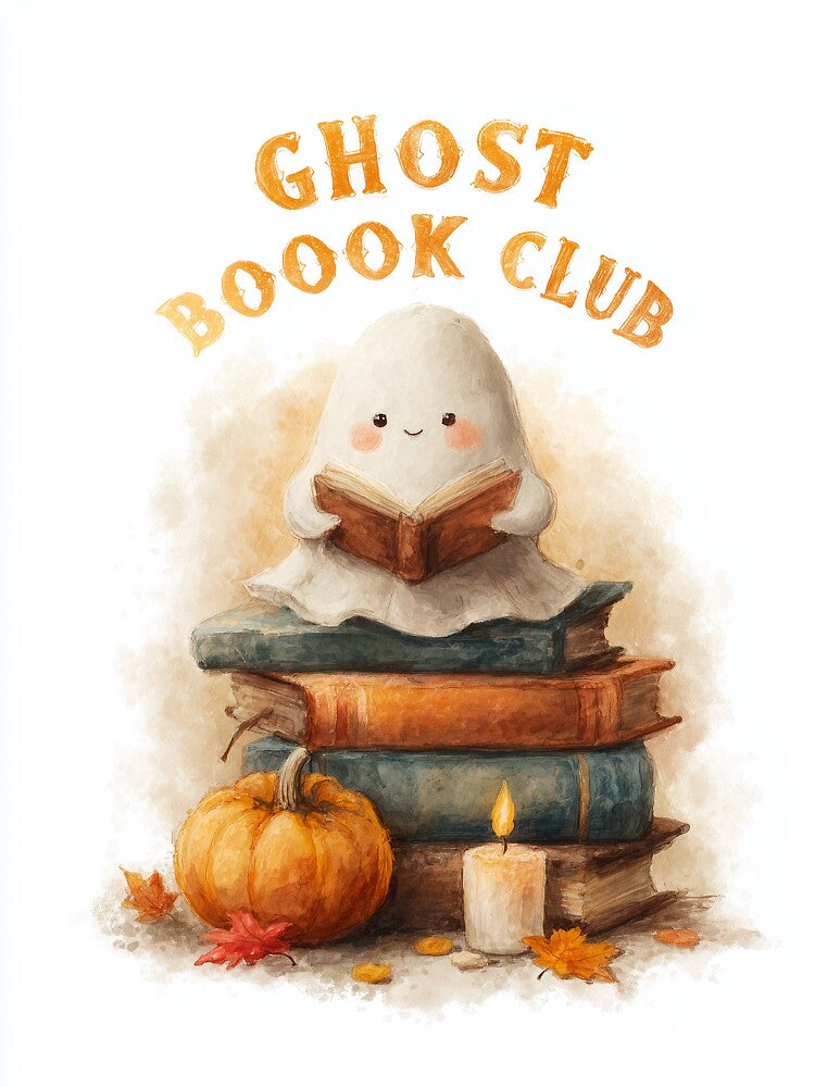 Ghost Book Club – Cute Halloween Reading Ghost by Helenaphotoart