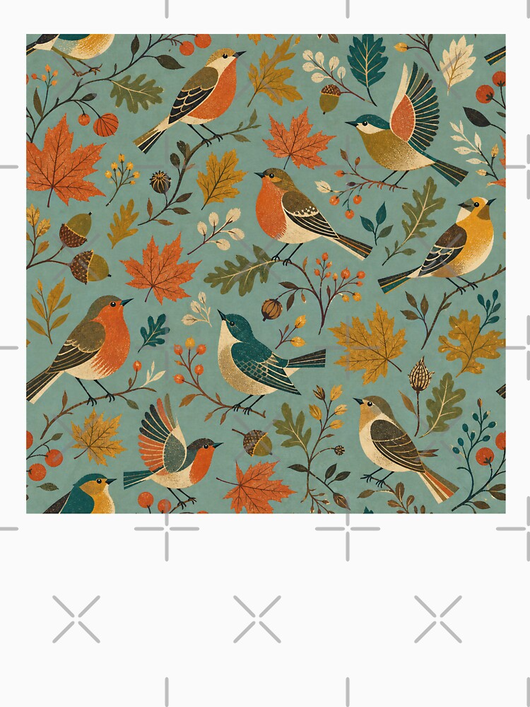 Mid Century Autumn Birds Pattern by frumixart