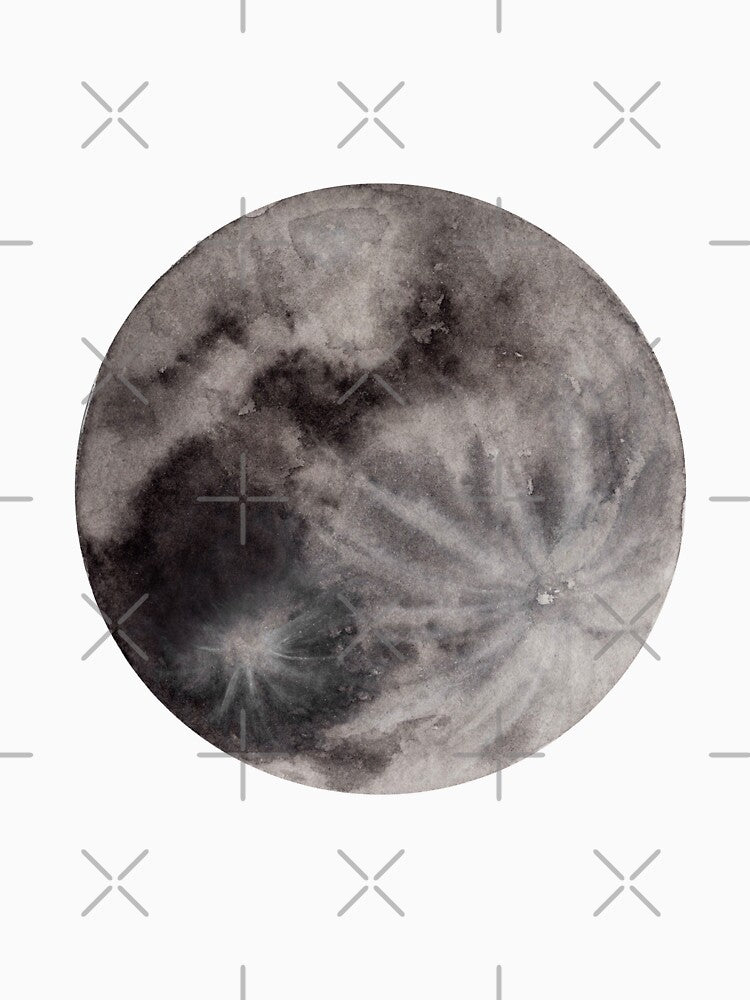 Watercolor Full Moon by EtherealSkyShop