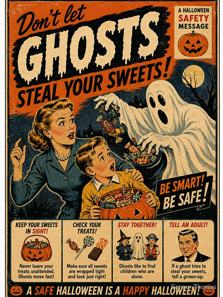 Vintage Halloween Safety Poster – Don’t Let Ghosts Steal Your Sweets by colligo