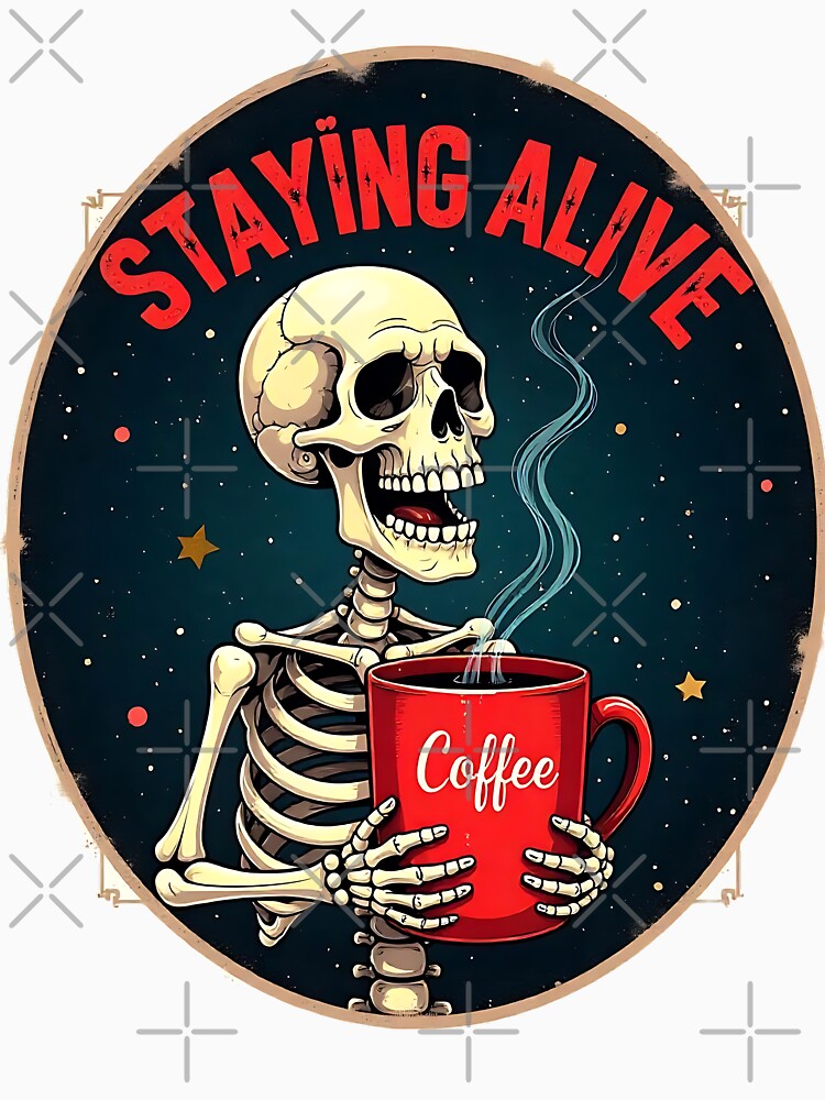 Staying Alive - Skeleton Coffee Design by TeesHearts100