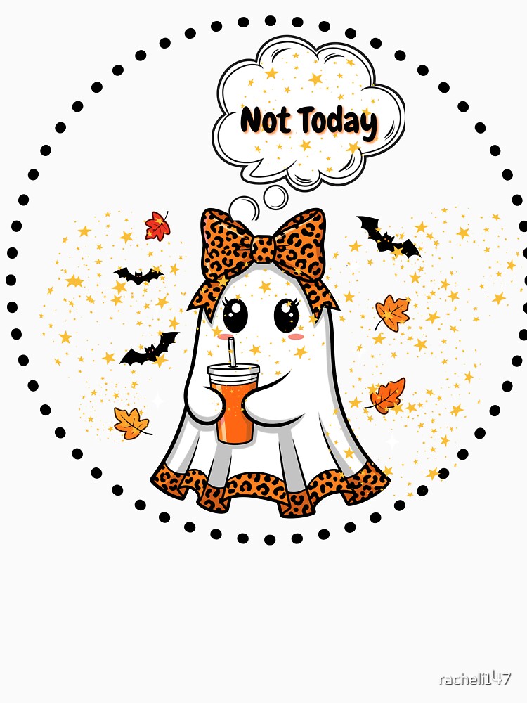 Not Today Ghost with Leopard Bow and Coffee by racheli147