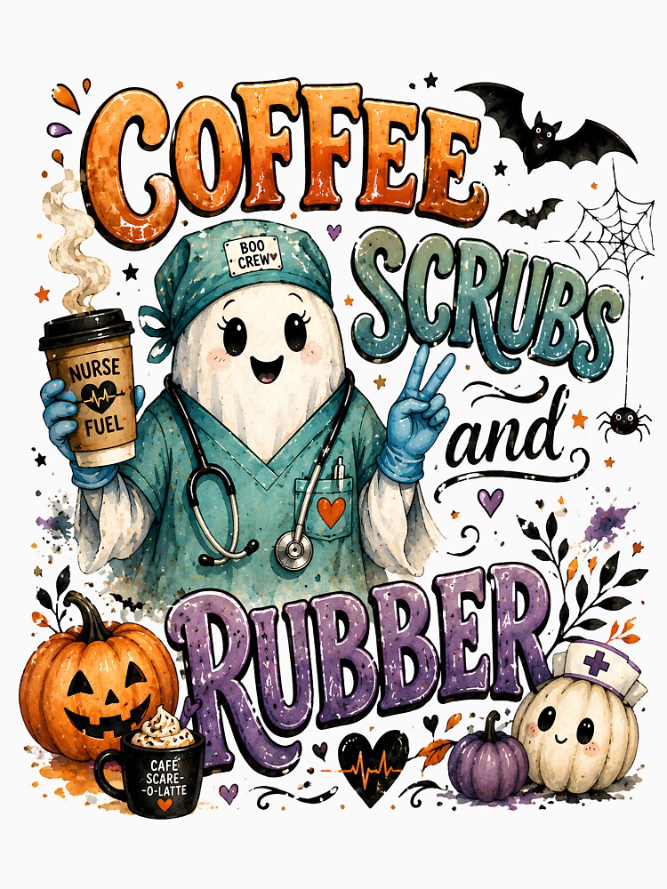 Cute Halloween Nurse Ghost Shirt Coffee Lover Fall Gift Classic T-Shirt by podlook