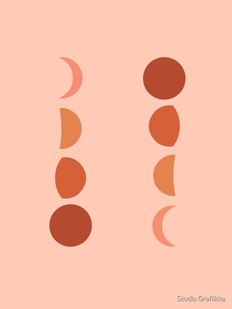 Minimal Moon Phases - Lunar Cycle Print - La Luna - Mid-century modern, Scandinavian Abstract by Studio Grafiikka