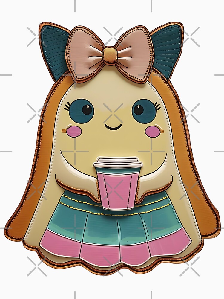 Kawaii Ghost Girl With Coffee Cup Illustration by ArtDesignTp