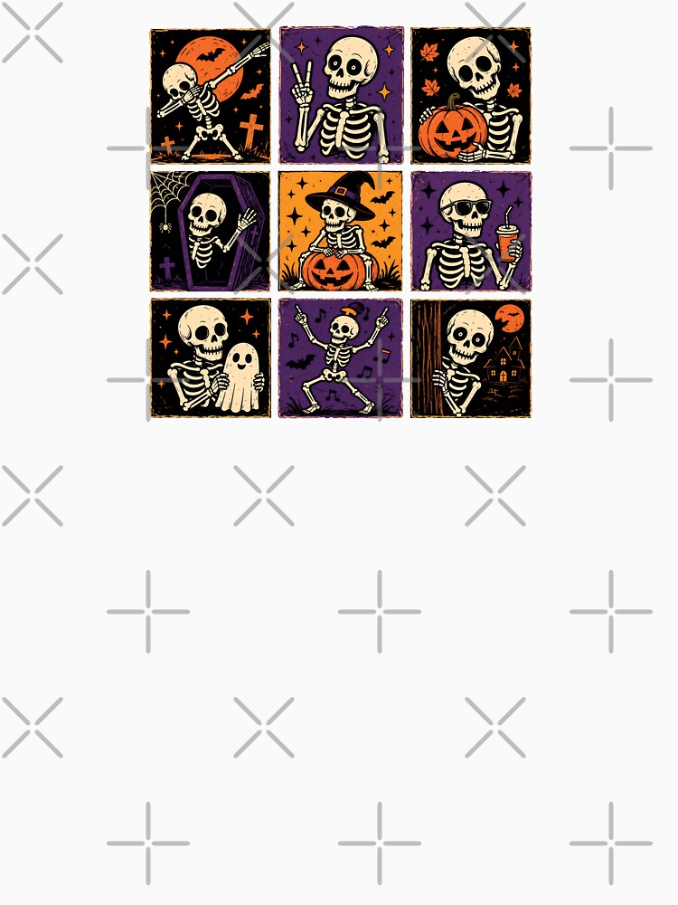 Funny Skeleton Grid Retro Halloween Vintage Spooky Season Design by MAPDDesigns