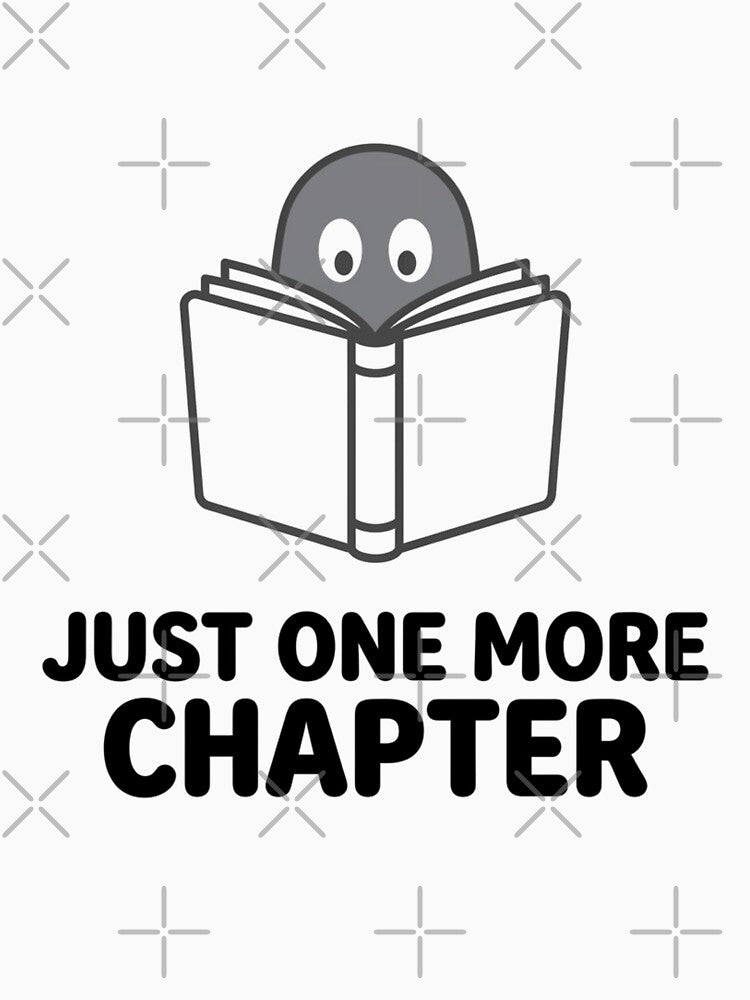 Just One More Chapter Cute Ghost Reading a Book Bookworm Reader Aesthetic by raedattia