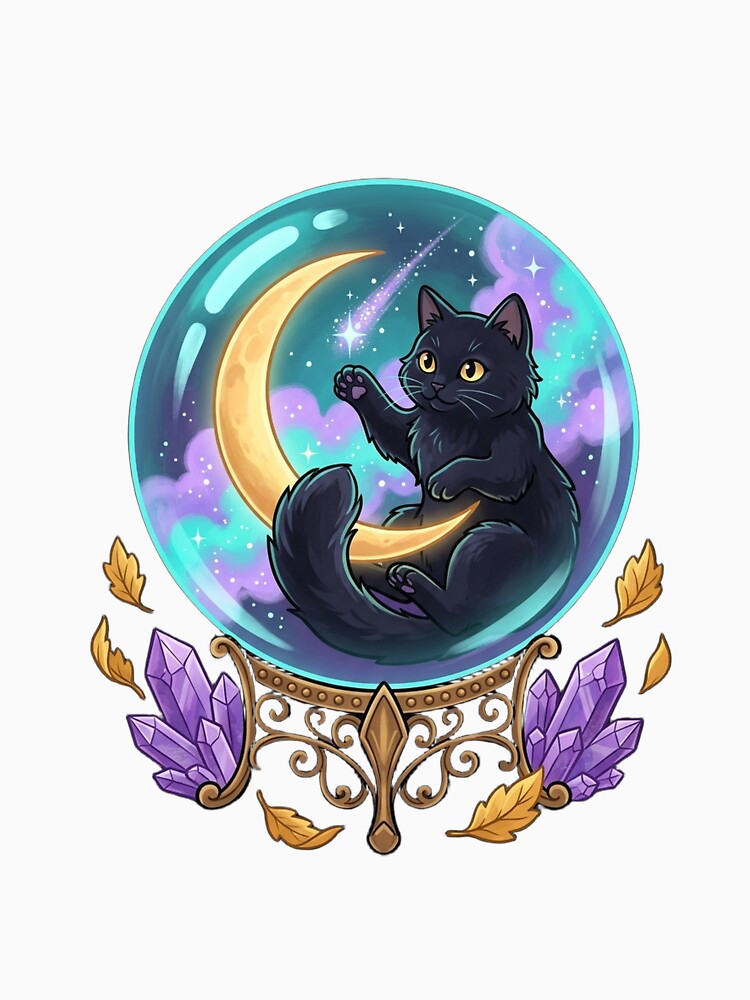 Playful Mystic Cat Crystal Ball Shirt by HappyCuteCat
