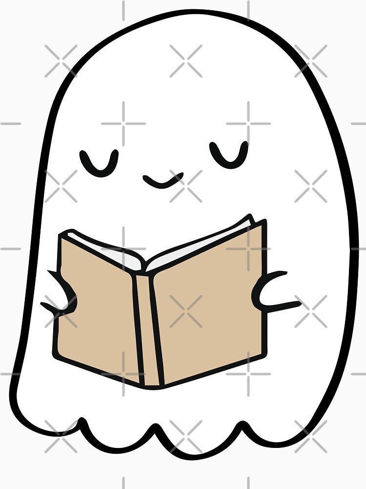 Cute Ghost Reading Book – Cozy Bookworm Illustration by Cannaxes Studio