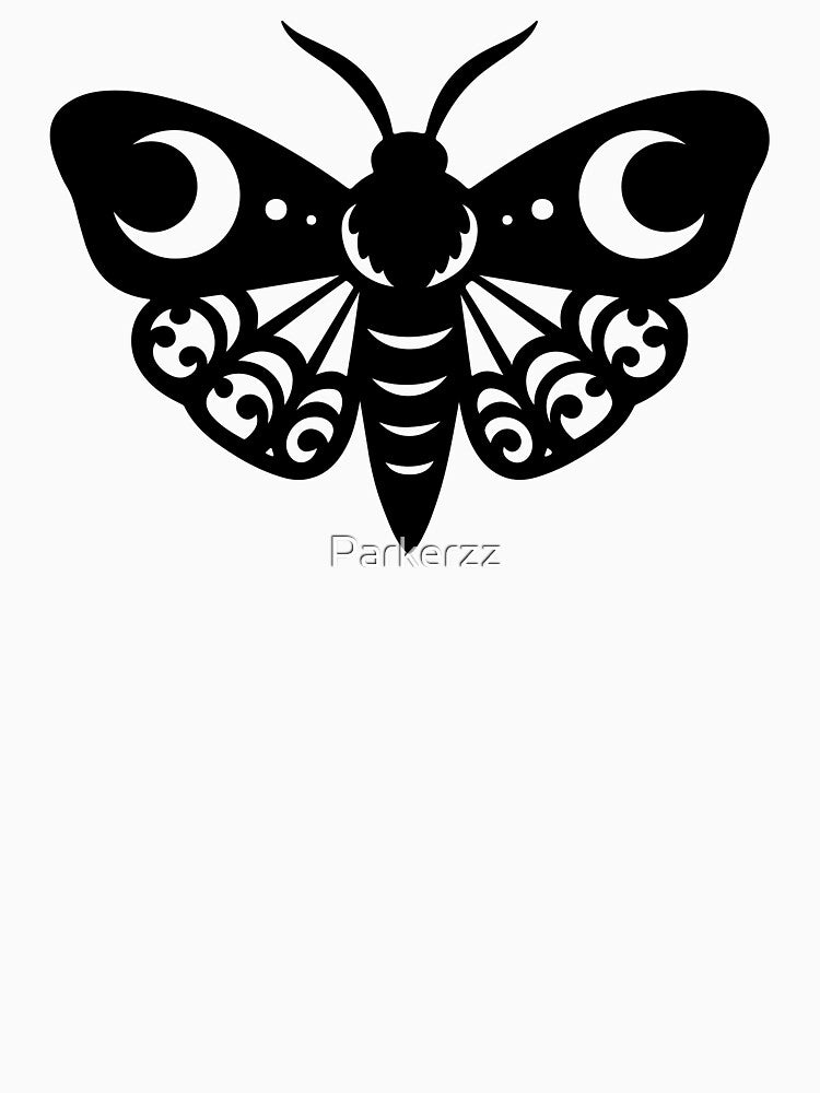 Coquette Moon Moth Mystical Insect Gothic Tattoo Style by Parkerzz