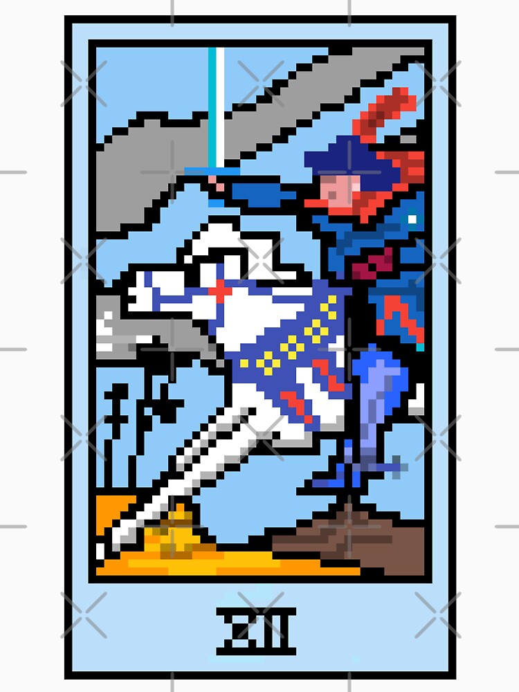 Wait, is this pixel art tarot? White - Minor Arcana 'Knight of Swords' (Design for T-shirt, stickers and other accessories) by Pixel Waite