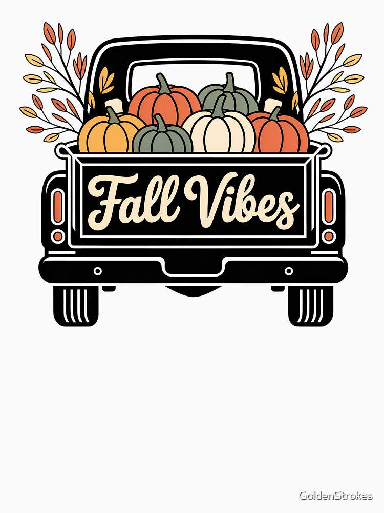 Fall Vibes Pumpkin Truck Autumn Harvest Design by Working Pajama