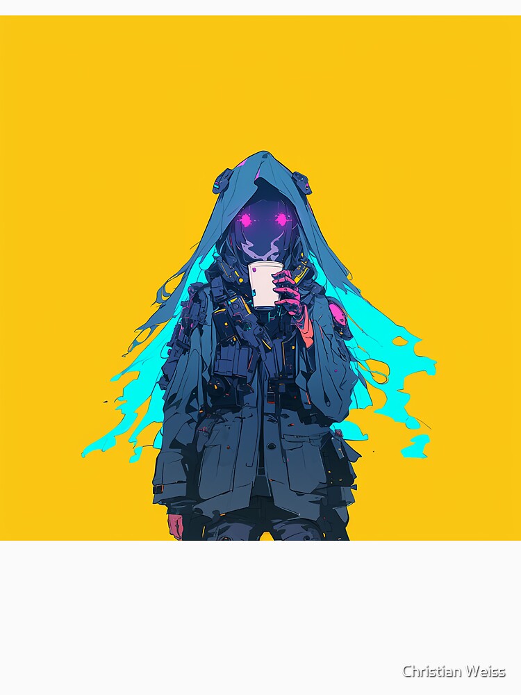 Cyberpunk Neon Ghost with Coffee by Christian Weiss