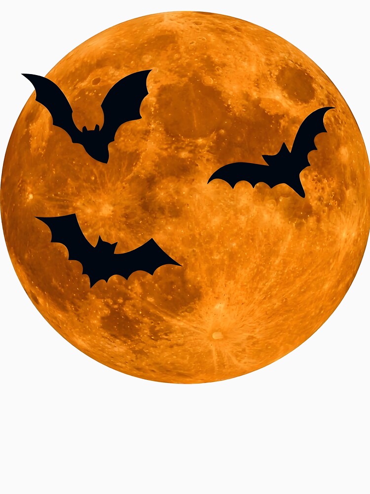 Spooky Full Moon with Flying Bats Silhouette by stylishsketcher