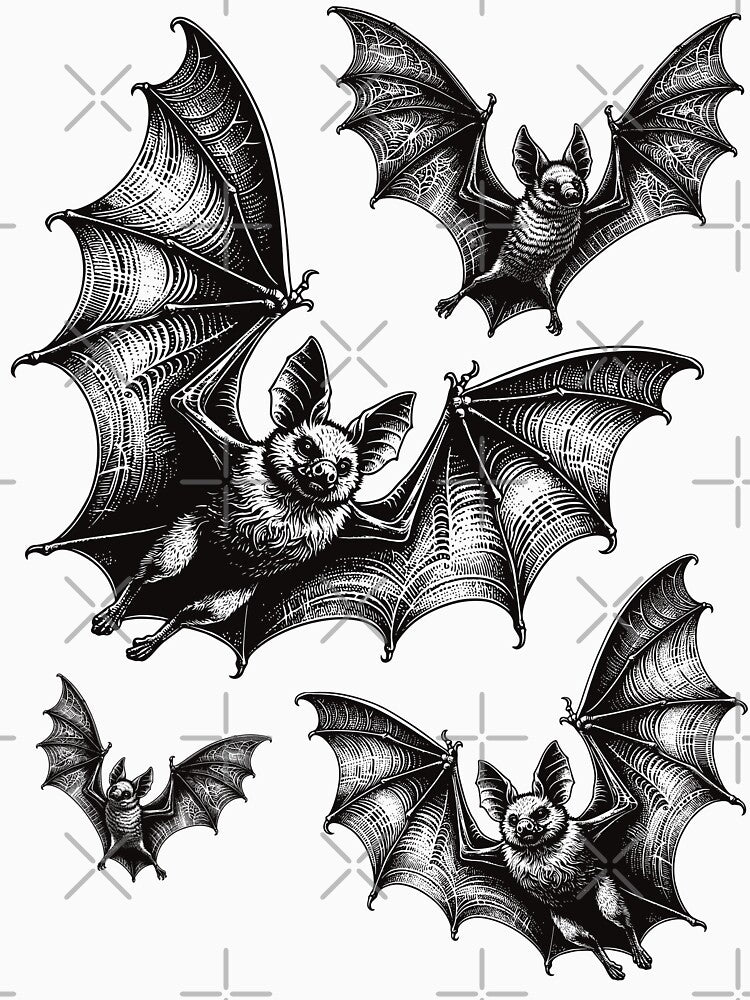 Flying Bats Vintage Grunge Aesthetic for Halloween Vibes by MadelaneWolf