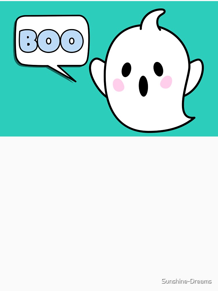 Cute Ghost Says Boo Halloween Teal Green by Sunshine-Dreams