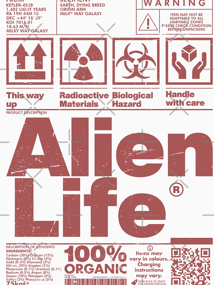 Alien Life Package Label In Rust Pink by allincolors