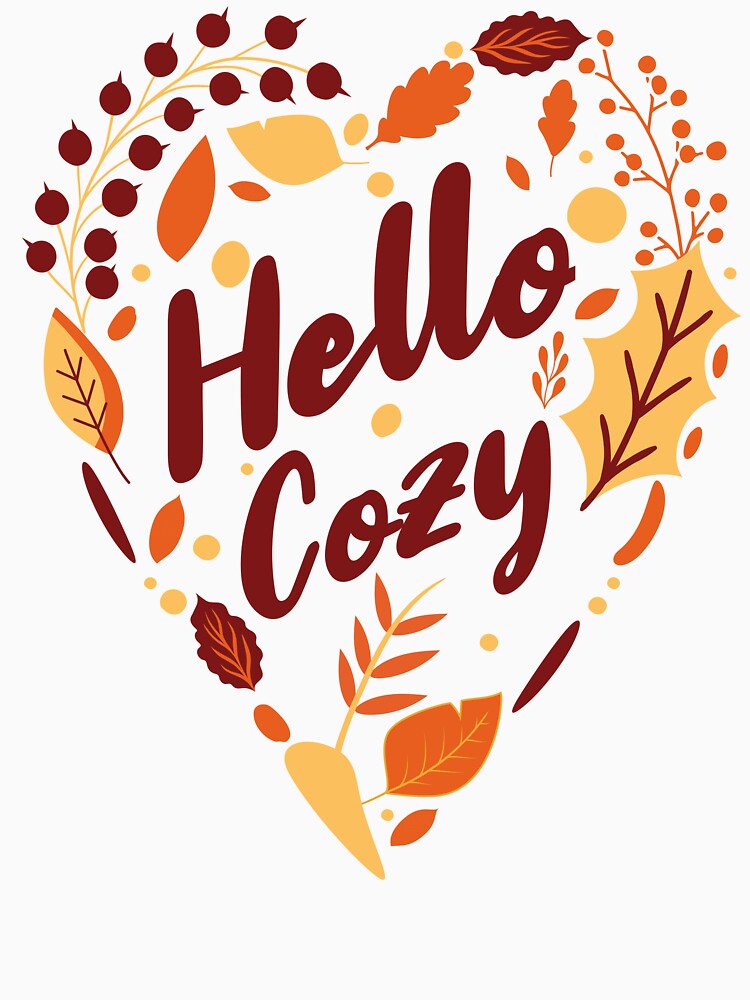 Hello Cozy Autumn Leaves | Cute Fall Aesthetic Seasonal Design by Sachie's Studio