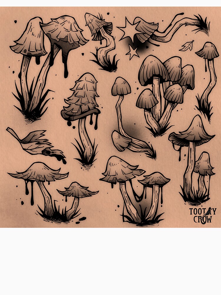 Inky cap mushroom doodles by cinnamon-buns