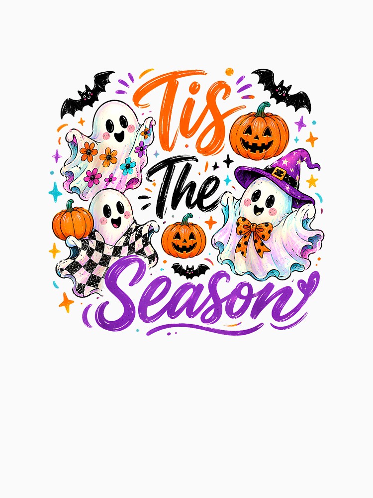Tis The Season Cute Ghosts Spooky Halloween T-Shirt by KTY-NUSS