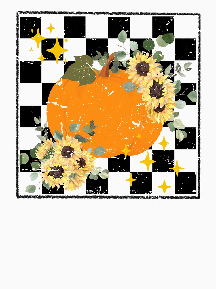 Pumpkin Floral Checkerboard by RiffCoDesigns