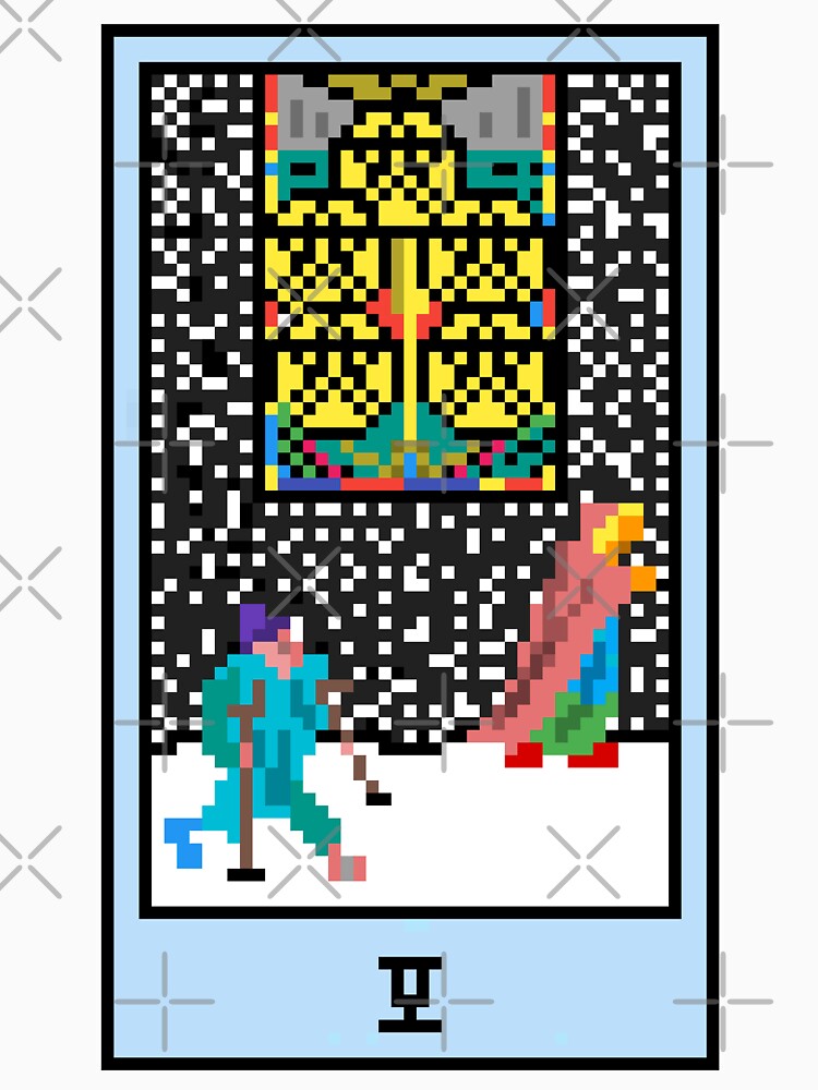 Wait, is this pixel art tarot? White - Minor Arcana 'Five of Pentacles' (Design for T-shirt, stickers and other accessories) by Pixel Waite