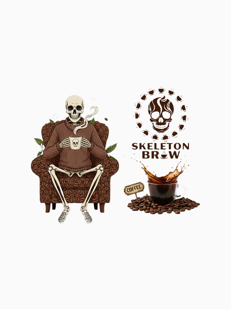 Funny Skeleton Coffee Lover Design - Tired Skeleton Drinking Coffee by so01