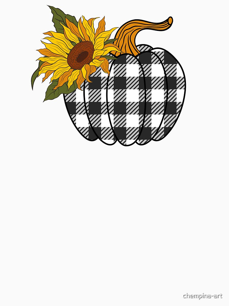 Buffalo Plaid Floral Pumpkin by chempina-art