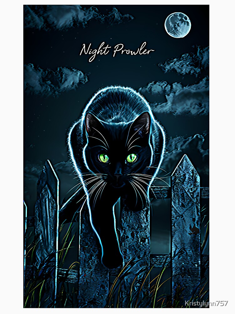 black cat in the full moon lit night by Kristylynn757