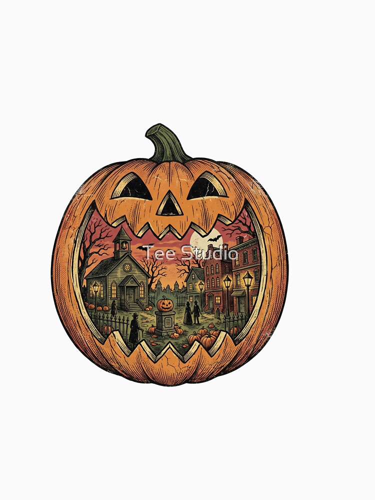 Orange Farm Truck on Halloween Night by Tee Studio
