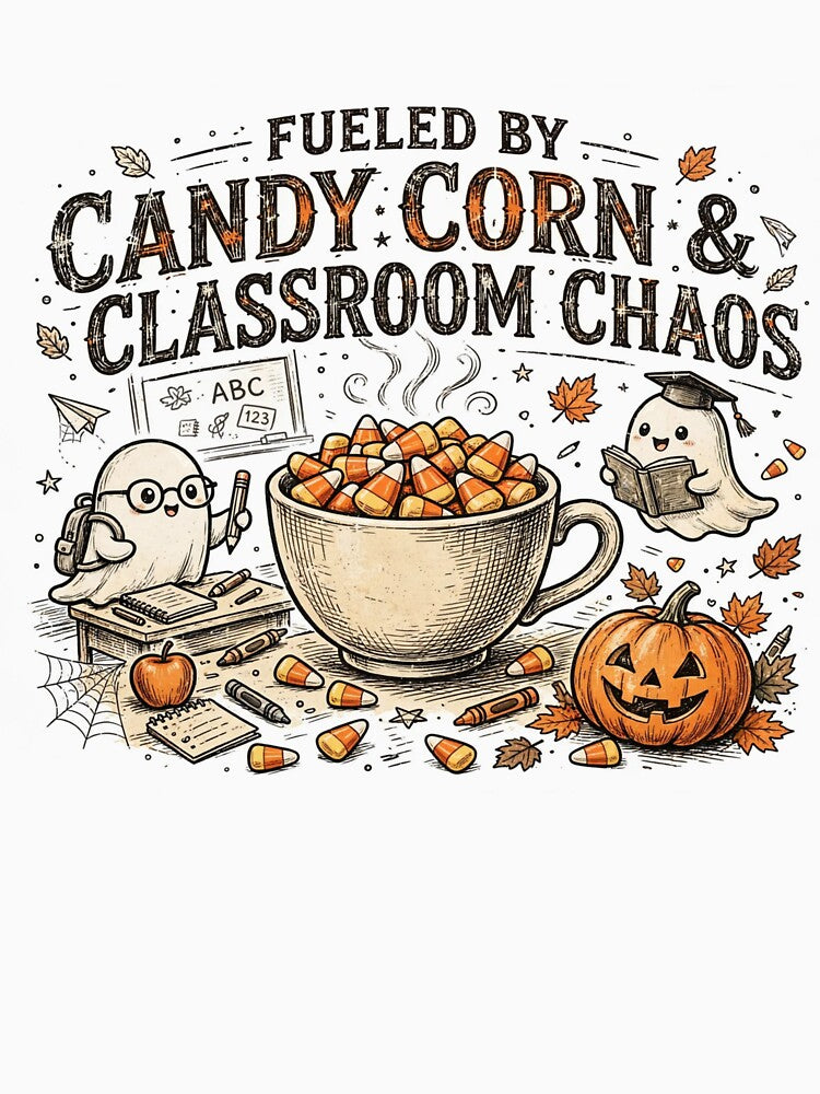 Halloween Teacher Fueled By Candy Corn Classroom Chaos Ghost Pumpkin by Yellowriversss