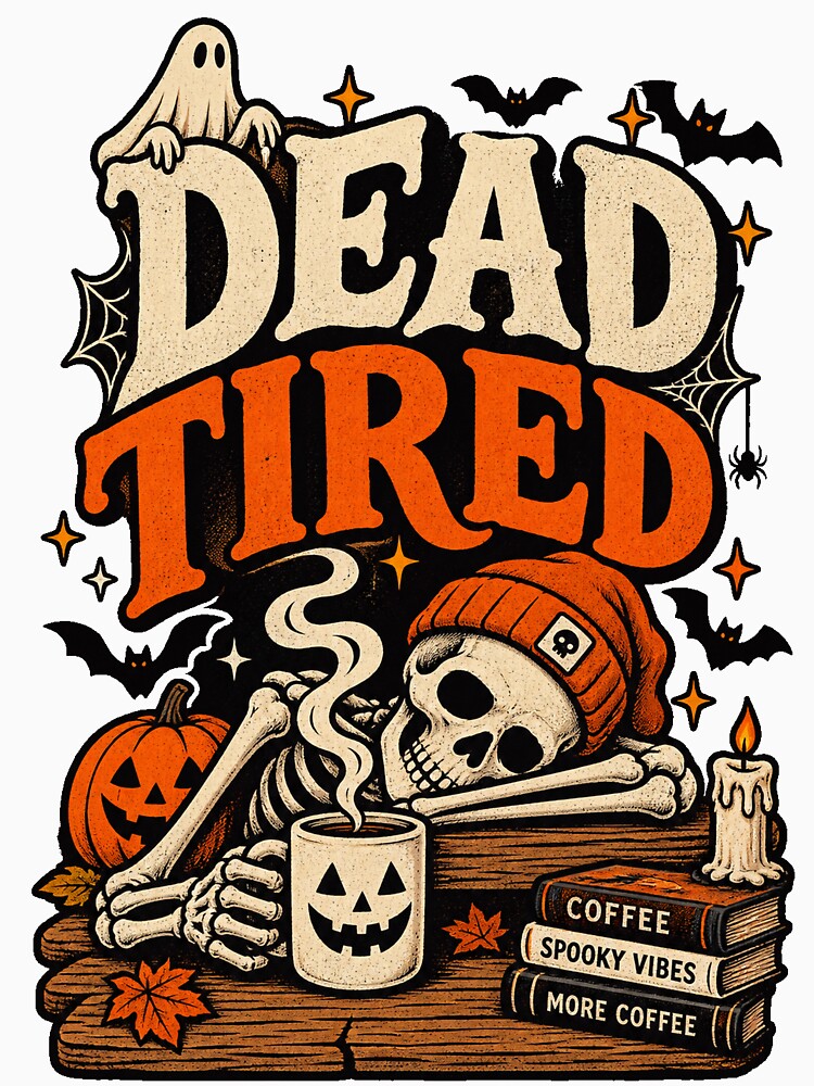 Dead Tired Skeleton Coffee Halloween by Sami3l
