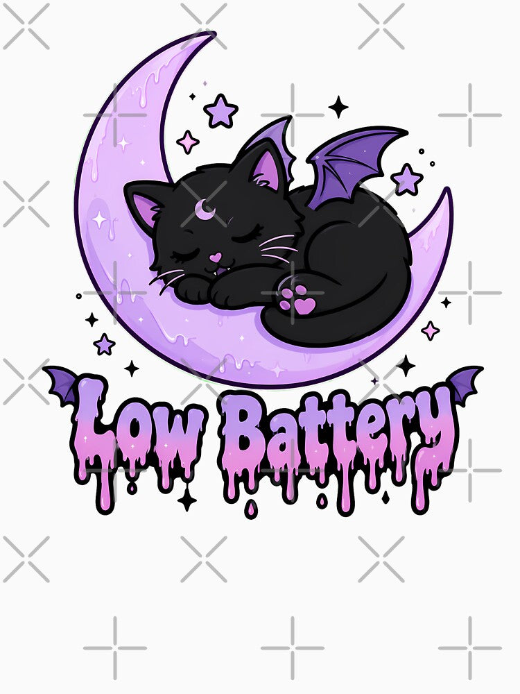 Low Battery Pastel Goth Kitten Sleeping Bat by chattsuede