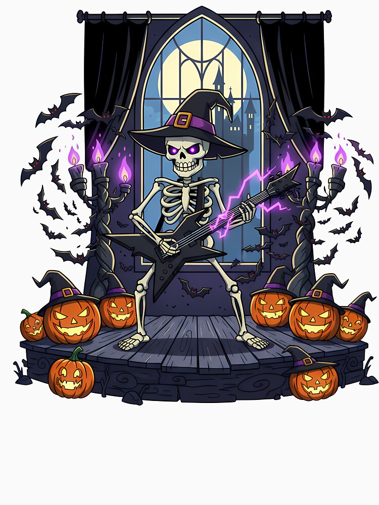 Halloween Skeleton Guitarist – Spooky Rock Concert Gothic Design by hn79