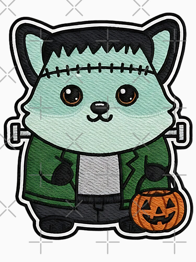 Halloween Cat Frankenstein Costume Cute Spooky Kitty Trick or Treat Pumpkin by ArtDesignTp