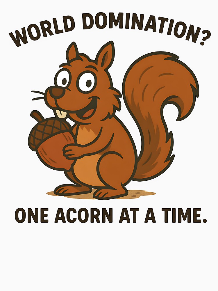 Funny Squirrel Plotting World Domination with Acorn. by The-T-In-Retro