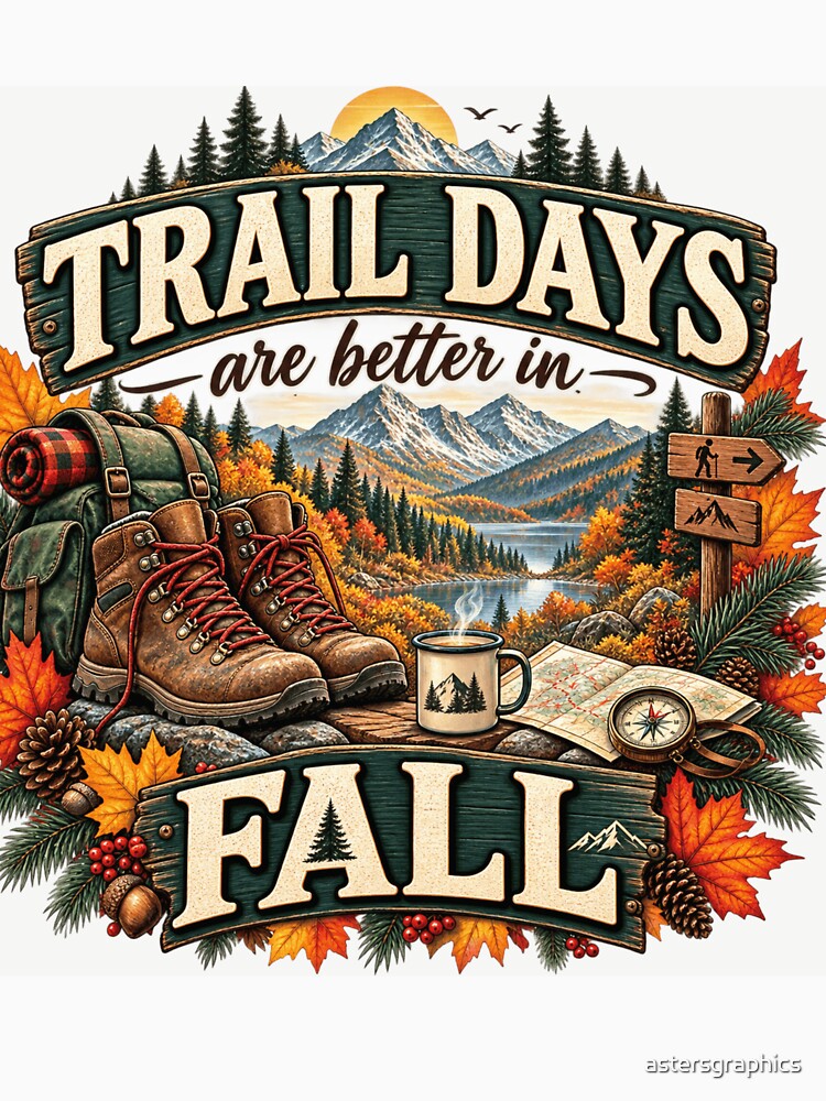 Trail Days Are Better in Fall – Autumn Hiking Adventure Design by astersgraphics
