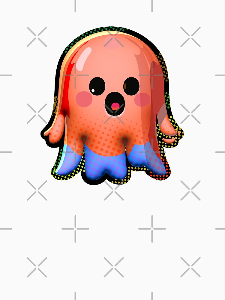Super cute little red octopus kawaii ghost by ladstudio