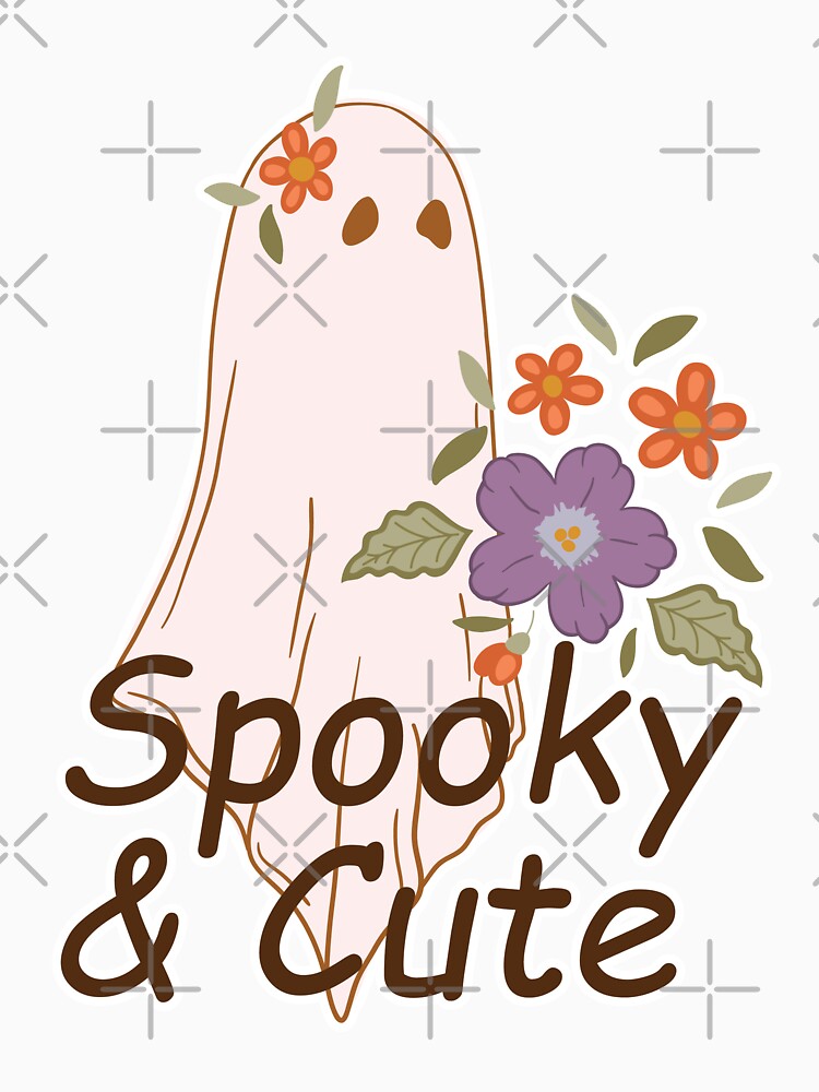 Spooky and Cute Ghost with Flowers. by Efthymia