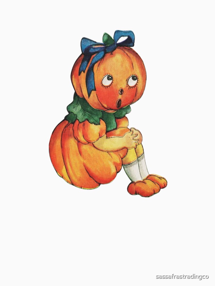 Vintage Pumpkin Girl | Retro Halloween Fall Illustration by sassafrastradingco