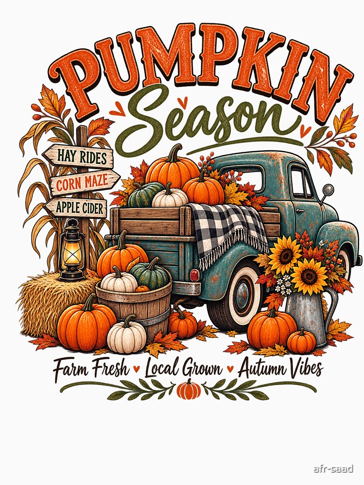 Vintage Pumpkin Truck Autumn Harvest by afr-saad
