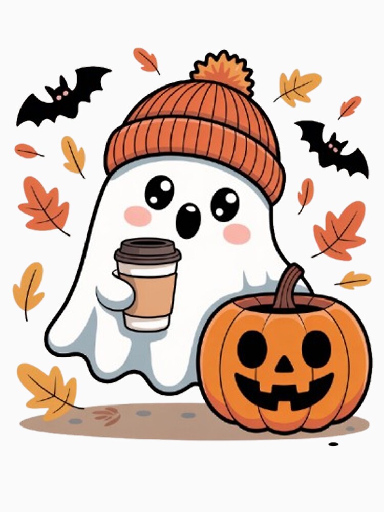 Cute Ghost Drinking Coffee Halloween by BHMARTS