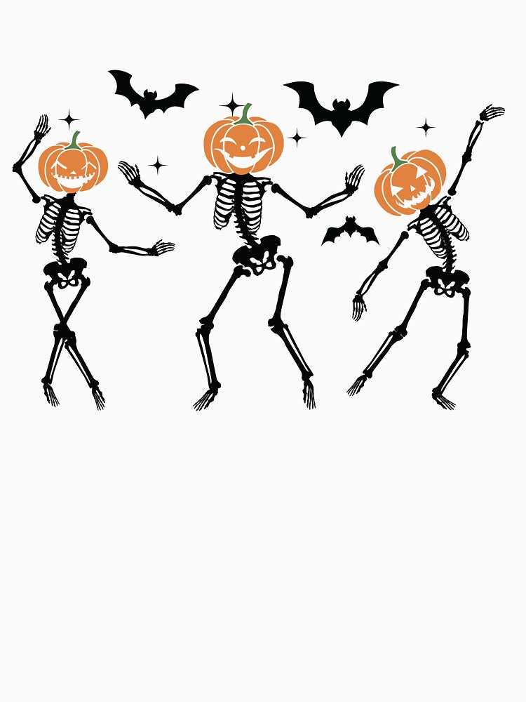 Dancing Skeletons Pumpkin Head Halloween Fun by clothesy7