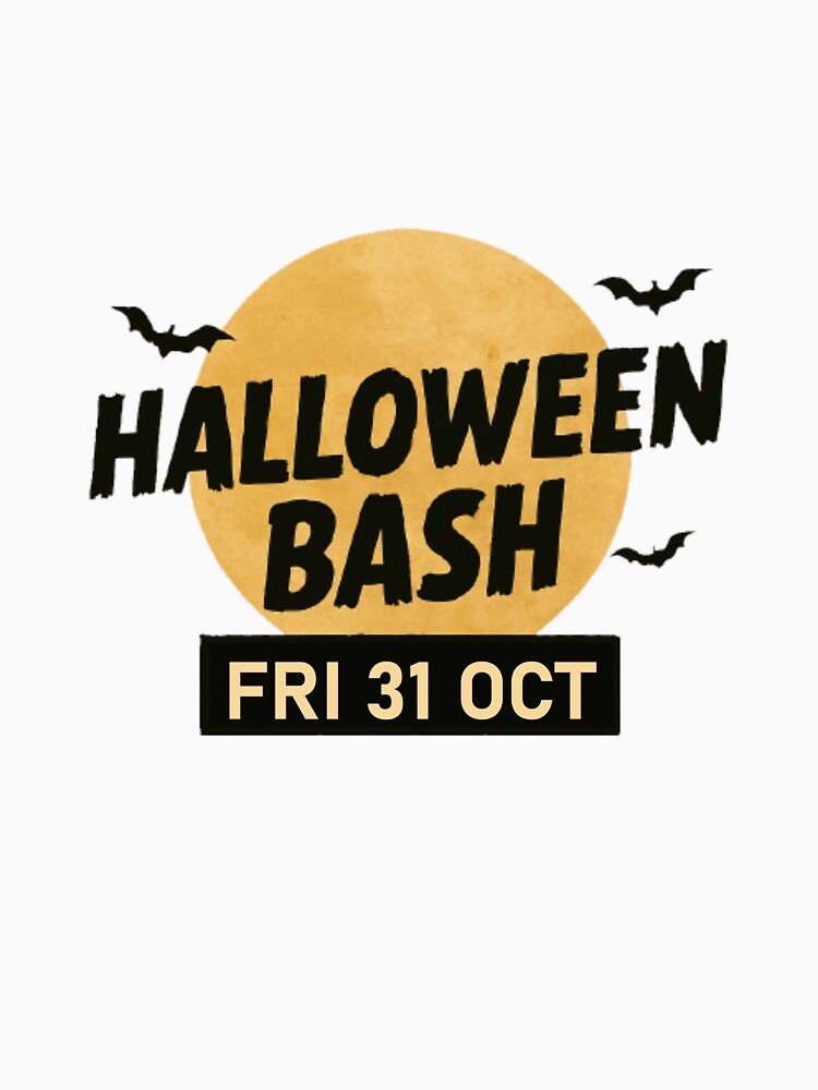 Bold Halloween Bash Design with Bats and Full Moon by RuweisVibes