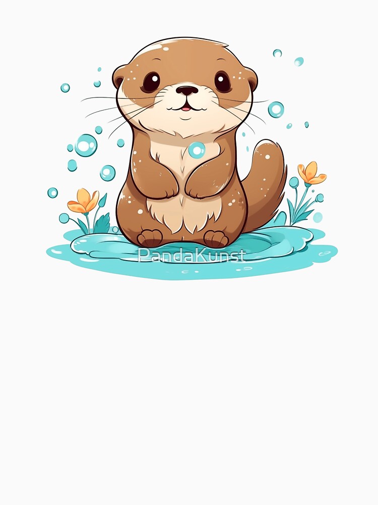 happy baby Otter in water by PandaKunst